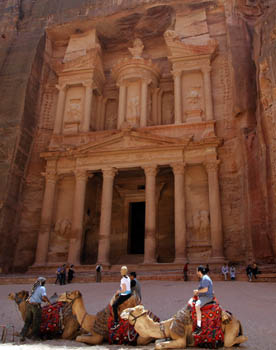 Camels in front of the Treasury,Petra